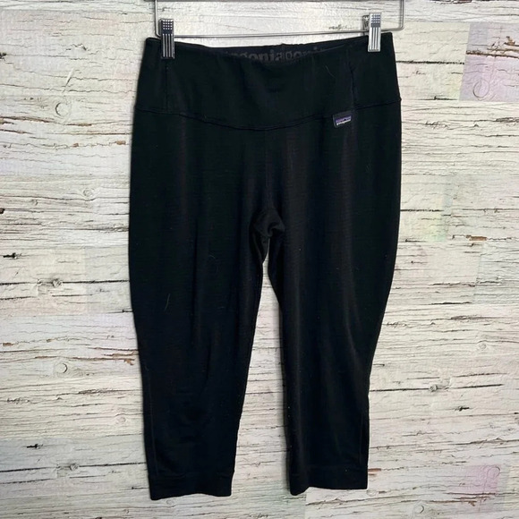 Patagonia baselayer capilene black pants men’s size small crop - Picture 1 of 9